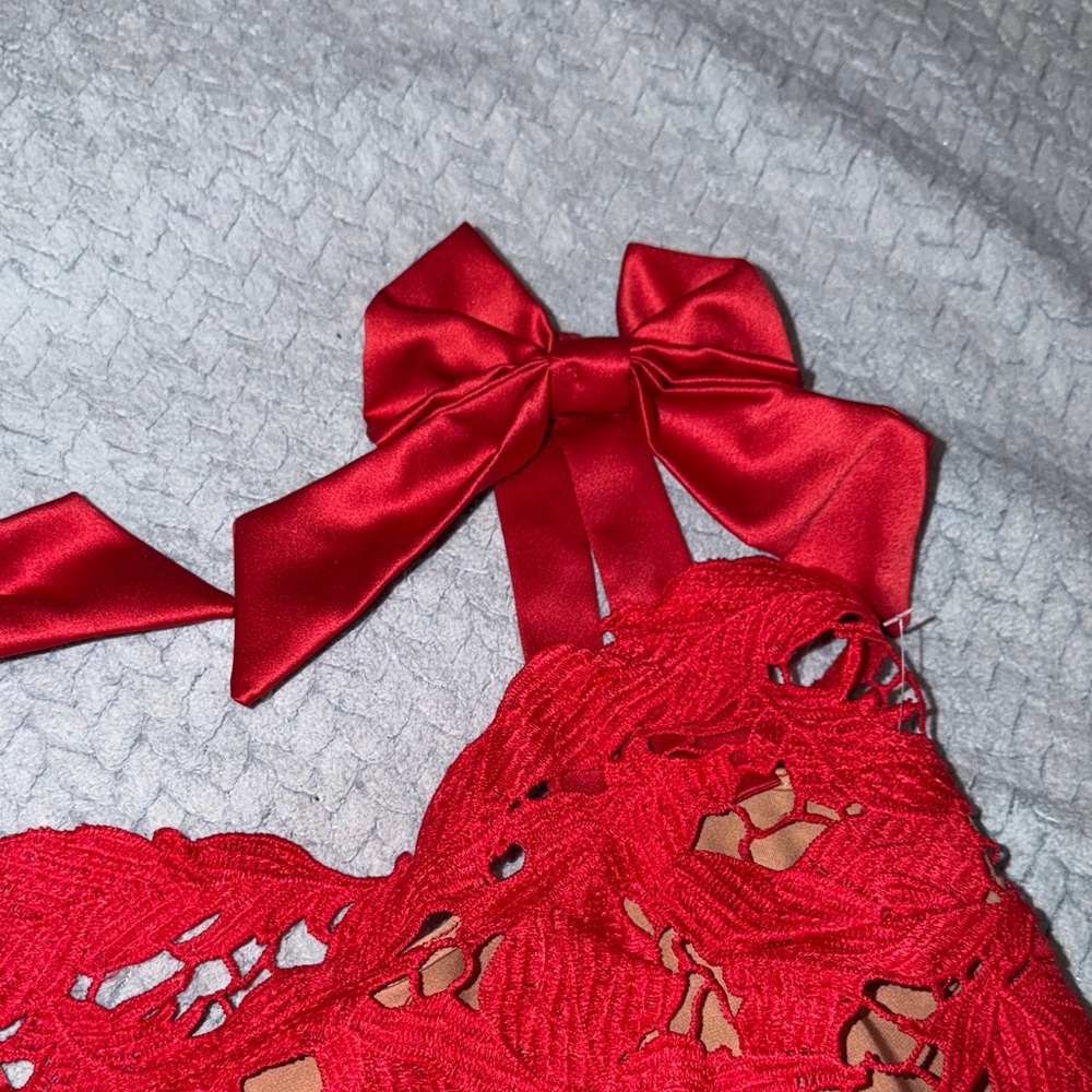 Elegant Red Lace Dress - Picture 2 of 5